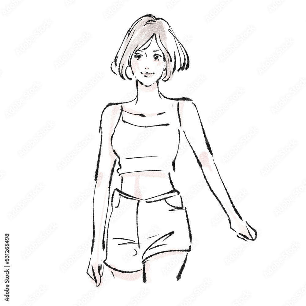 女性の手描きイラスト素材 女性の手描きイラスト素材