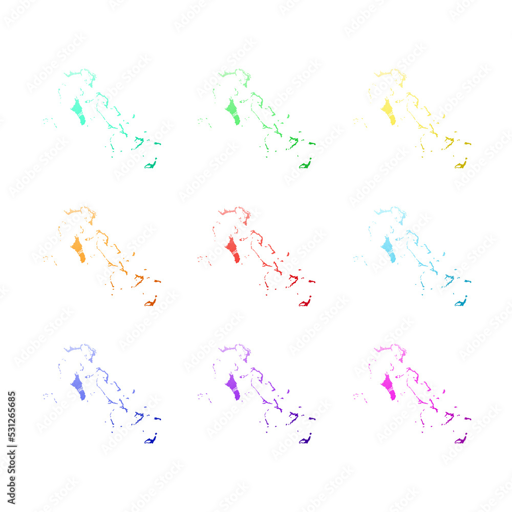 Country map watercolor sublimation backgrounds set on white background. Bahamas