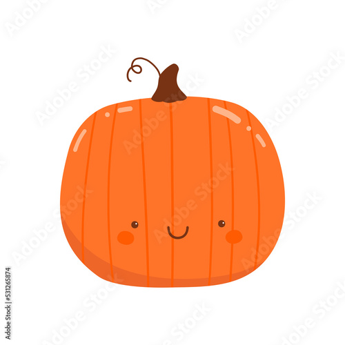 Autumn pumpkin. Cute happy characters