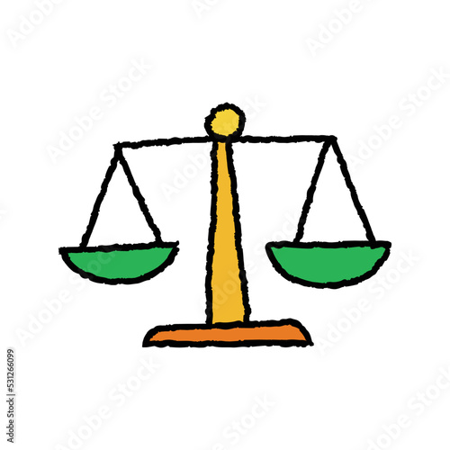 Balance scale hand-drawn icon vector graphic illustration