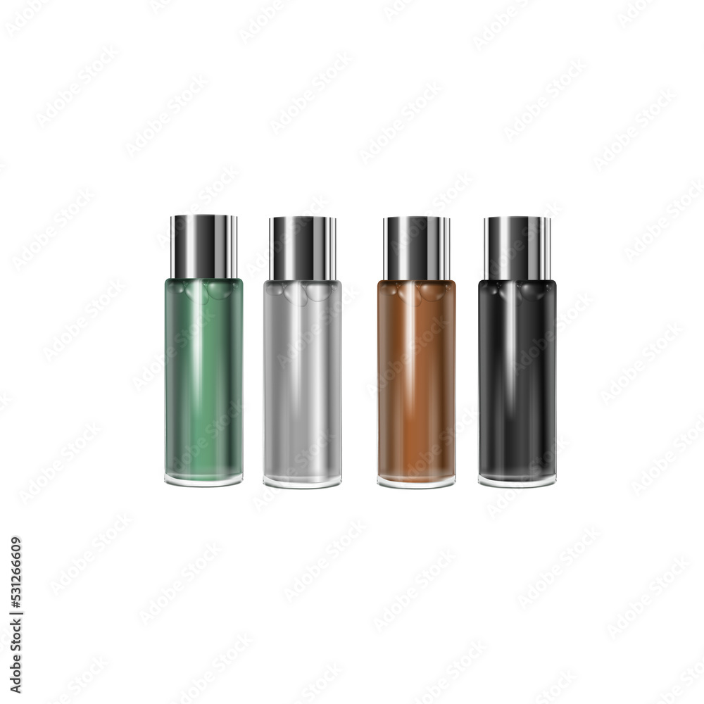 Collection of cosmetic cream jars black, white, silver and gold Collection of cosmetic cream jars black, white, silver and gold