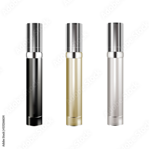 Collection of cosmetic cream jars black, white, silver and gold 