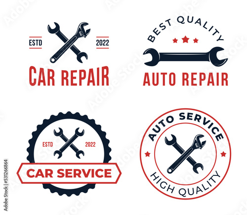 A set of logos for auto service and auto repair. Badges and labels for car service.