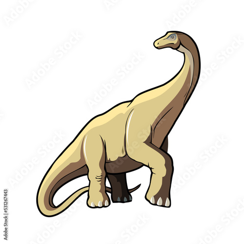 Brachiosaurus isolated. Dinosaur flat ector illustration.