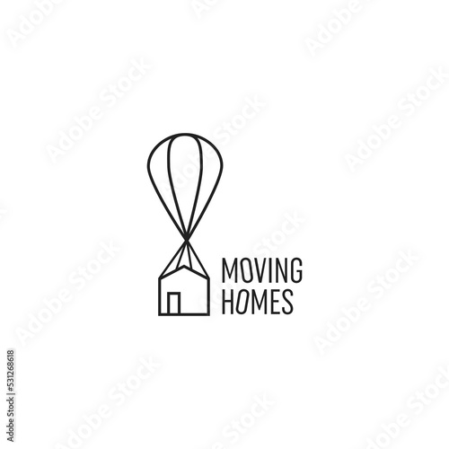 moving homes logo business vector design template. simple move house logo design vector illustration with outline, modern and simple styles isolated on white background.