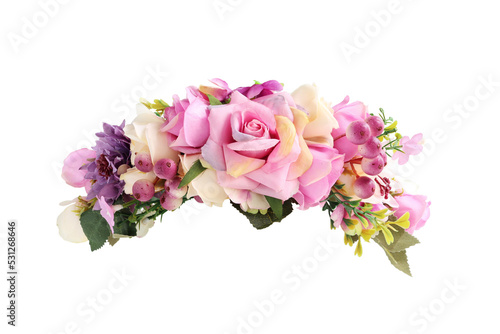 Purple Flower Crown Front View isolated on white background with clipping paths
