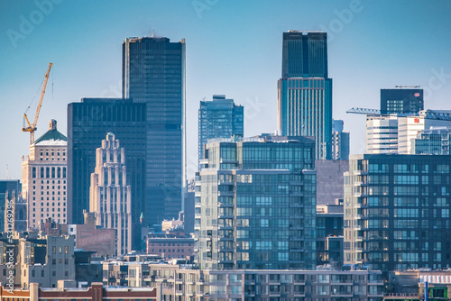 Skyline of downtown Montreal on a cold winter morning in Quebec (Canada)