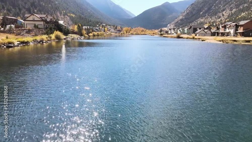 Aerial view of the water and surrounding nature near Georgetown Lake in Georgetown, Colorado photo