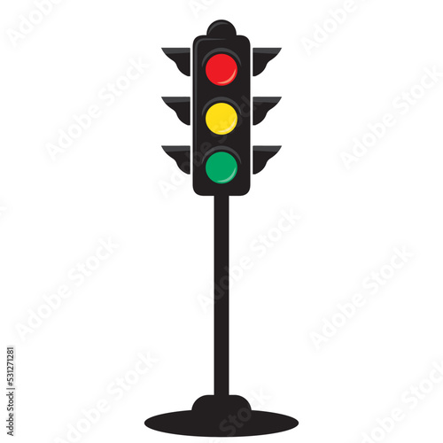 red yellow green traffic light zebra cross vector illustration