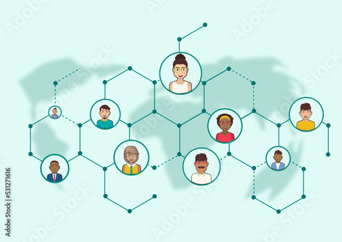 social network connection for online business background concept.