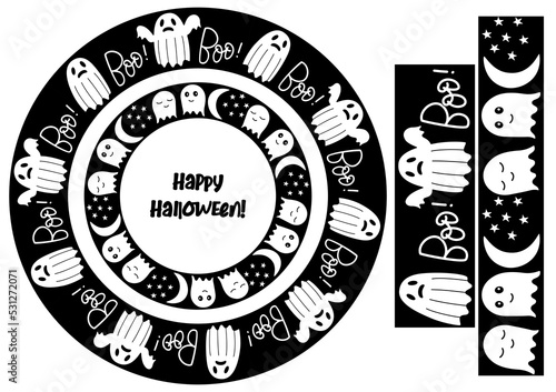 Halloween vector set of frames Vector pattern brushes with ghosts