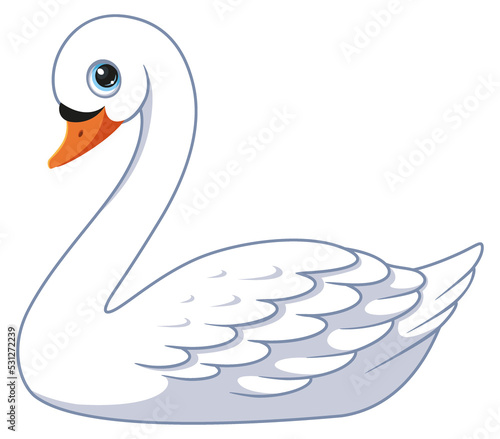 Fototapeta Naklejka Na Ścianę i Meble -  Cute white swan cartoon illustration