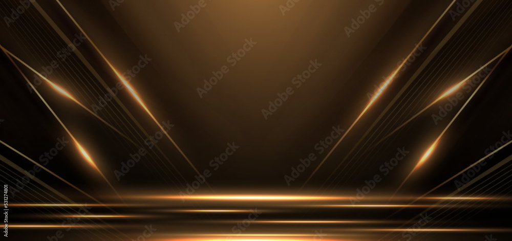 Elegant golden scene diagonal glowing with lighting effect sparkle on ...