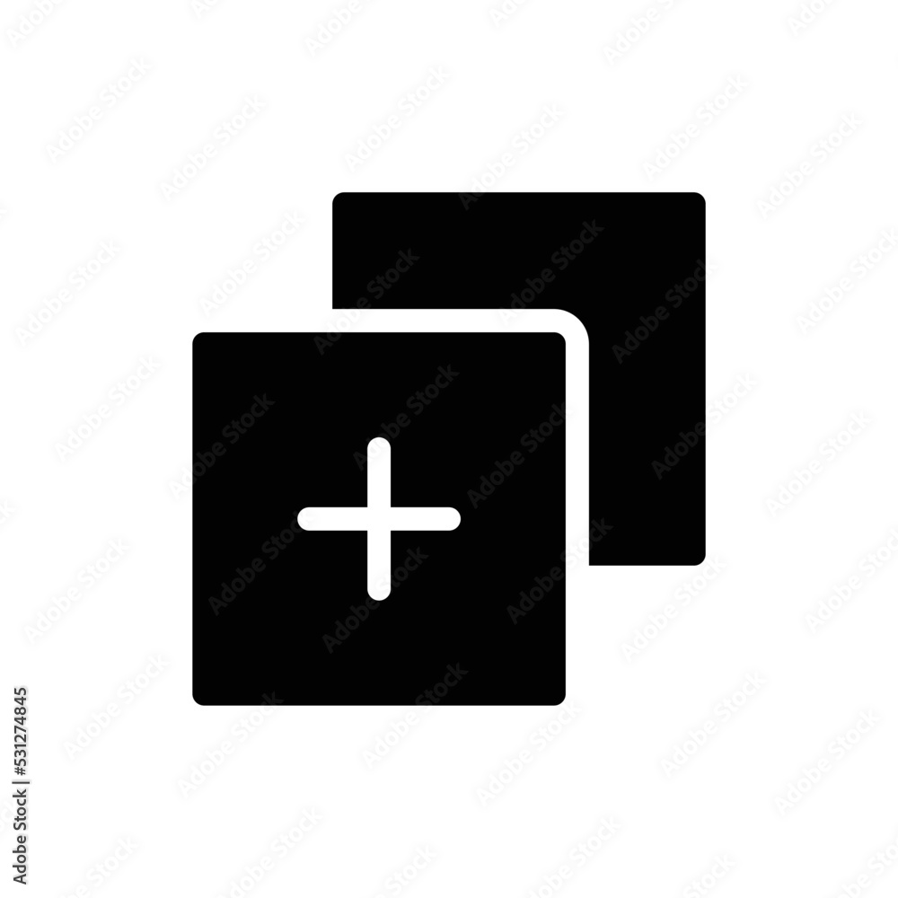 Obraz premium Add new tab icon in black solid style