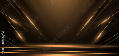 Elegant golden scene diagonal glowing with lighting effect sparkle on black background.