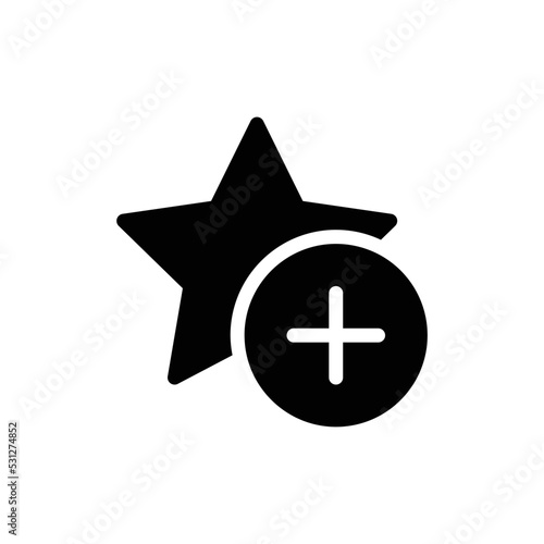 Add to favorite icon with star and plus in black solid style