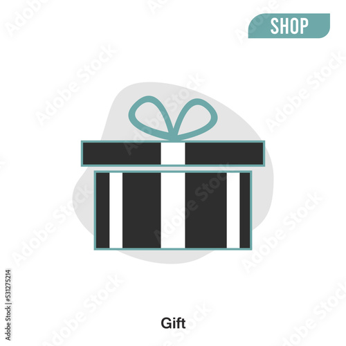 Gift box icon and vector for apps and websites. White background.