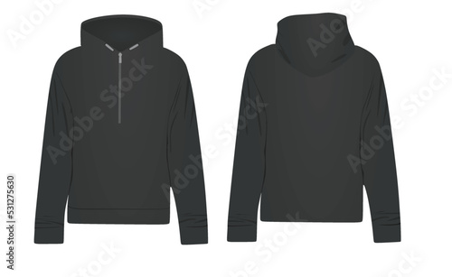 Black zipper hoodie. vector illustration