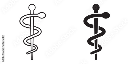 ofvs130 OutlineFilledVectorSign ofvs - asclepius snake vector icon . medical sign . medicine pharmacy . isolated transparent . caduceus . black outline and filled version . AI 10 / EPS 10 . g11469 photo