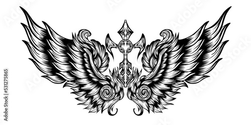 Vector angel wing tattoo design