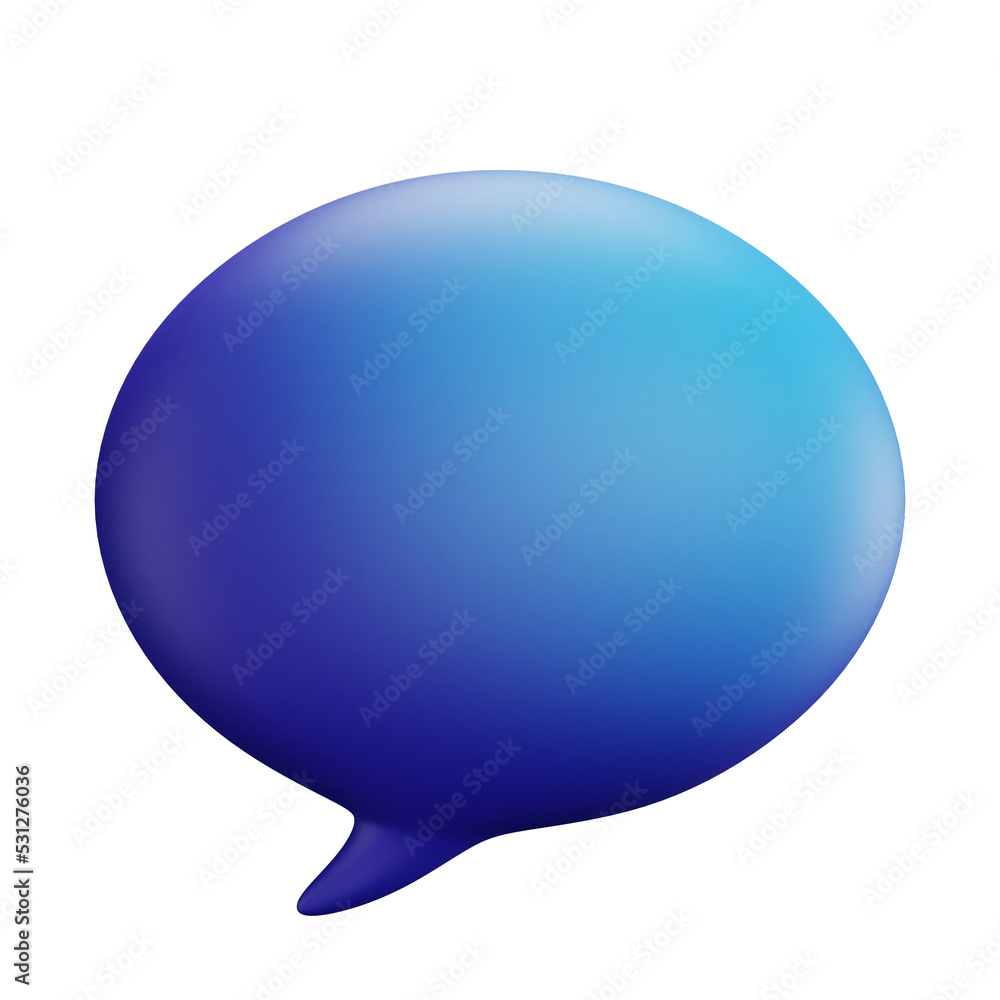 3D cartoon user interface illustration of a chat or chat bubble communication app icon on an isolated background. With studio lighting and a gradient colourful texture. 3D rendering 3D cartoon user interface illustration of a chat or chat bubble communication app icon on an isolated background. With studio lighting and a gradient colourful texture. 3D rendering