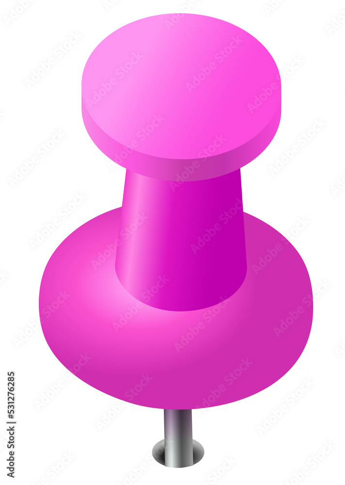 Pinned pushpin illustration. Isolated purple pushpin sticking out of the paper Pinned pushpin illustration. Isolated purple pushpin sticking out of the paper