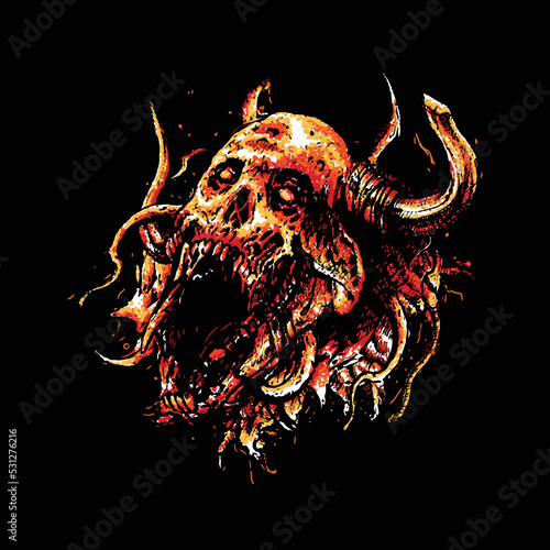 death metal monster hand drawn illustration