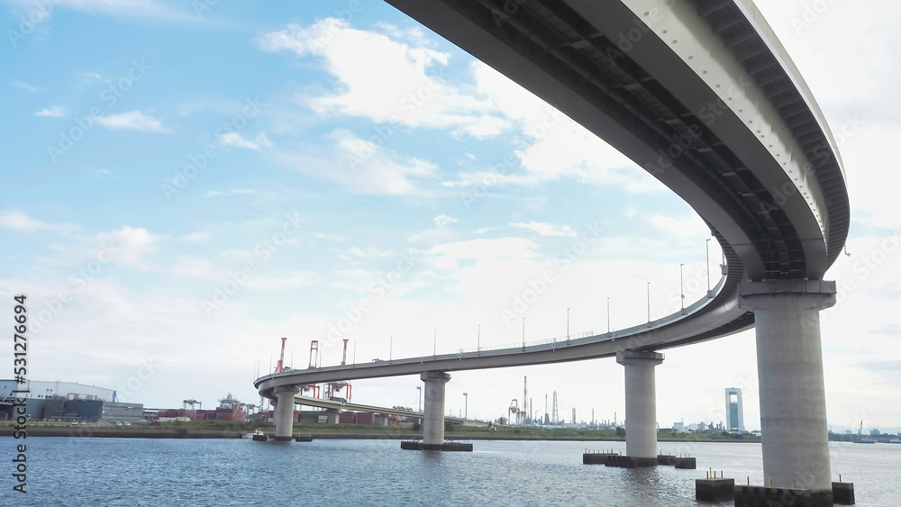 Beautiful S-shaped Curve Bridge Road over the sea Beautiful S-shaped Curve Bridge Road over the sea