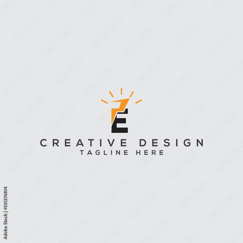 Light bulb initial letter e for brilliant idea logo Light bulb initial letter e for brilliant idea logo