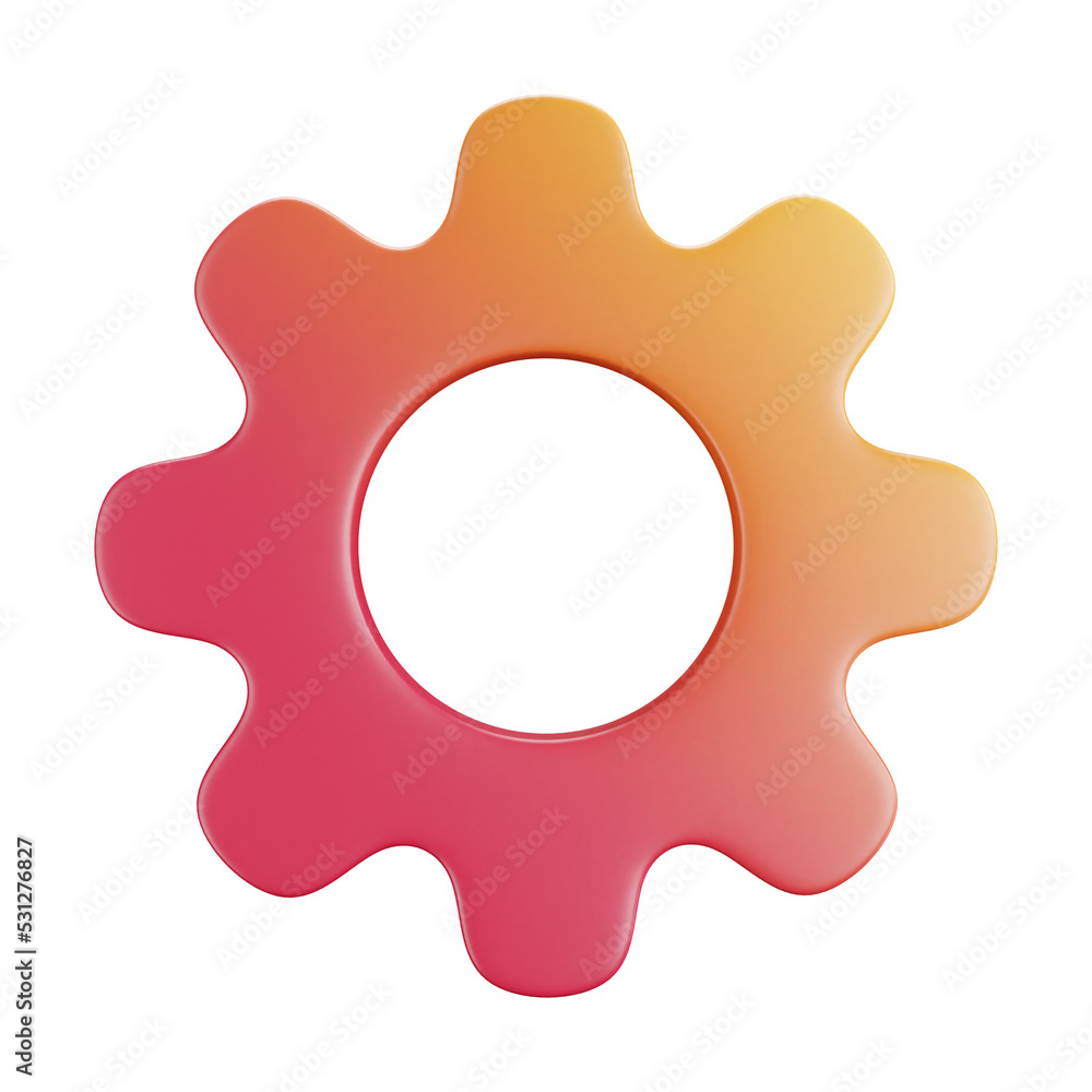 3D cartoon user interface illustration of a settings or configuration or adjust icon on an isolated background. With studio lighting and a gradient colourful texture. 3D rendering 3D cartoon user interface illustration of a settings or configuration or adjust icon on an isolated background. With studio lighting and a gradient colourful texture. 3D rendering