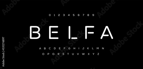 Belfa an fashion font creative modern alphabet. Typography with dot regular and number. minimalist style fonts set. vector illustration