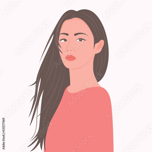 A beautiful and gentle girl with a beautiful personality both physically and mentally. Vector illustration.