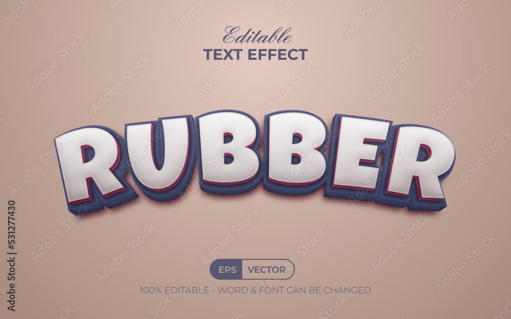 3D text effect rubber style. Editable text effect.