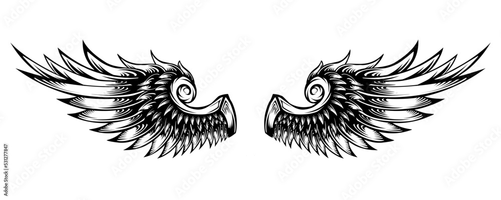 Obraz premium Vector angel wing tattoo design