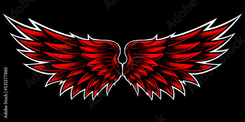 Vector illustration of red angel wings tattoo 