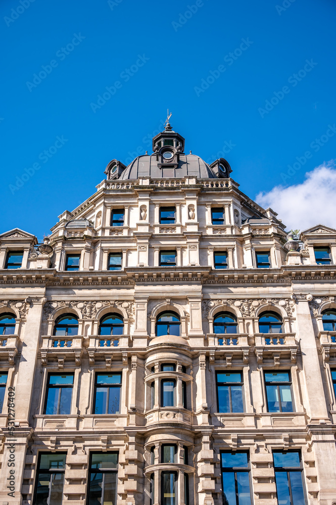 Facades of grand building on in London, the UK's grand capital