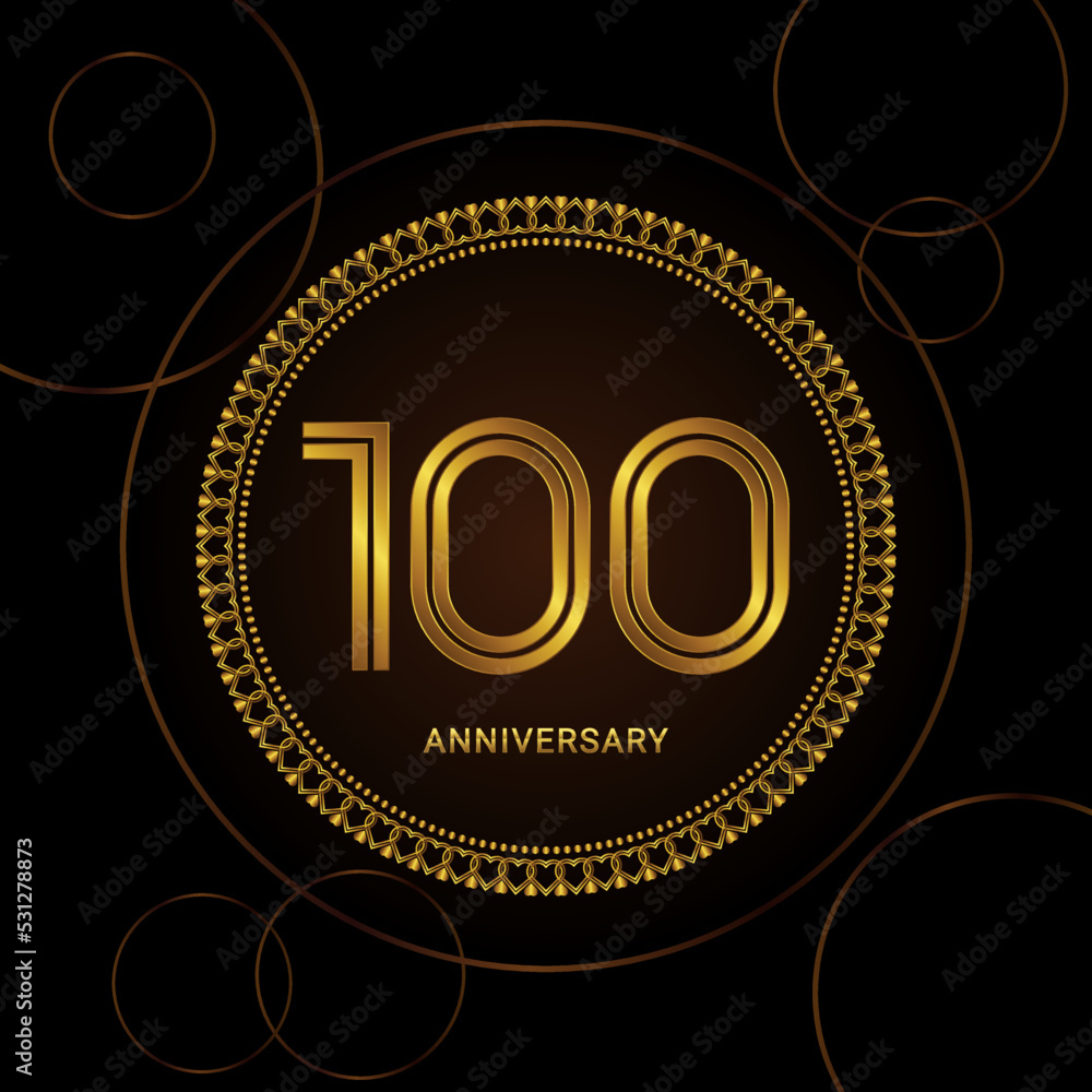 100th Anniversary Celebration with golden text and ring, Golden ...