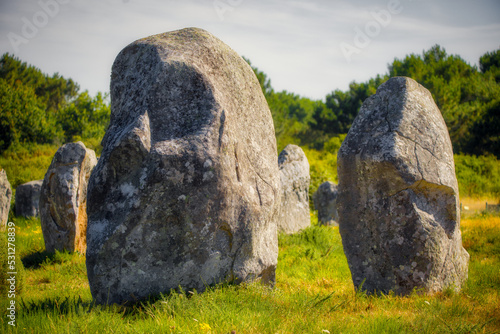 the famous menhirs at carnac at sunlight photo