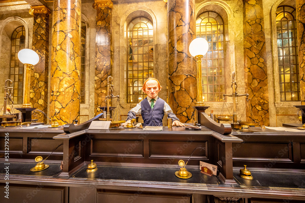 Fototapeta premium Leavesden, UK - August 23, 2022: Exhibits inside the Making of Harry Potter tour at Warner Bros studio.