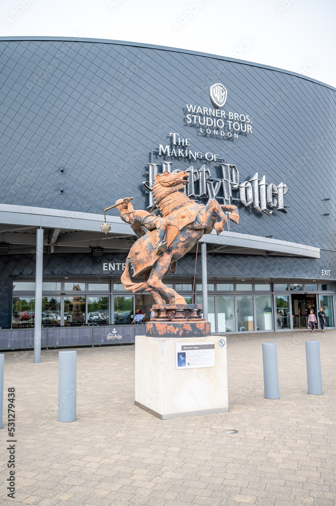 Fototapeta premium Leavesden, UK - August 23, 2022: Outside the main entrance to the Making of Harry Potter tour at Warner Bros studio.