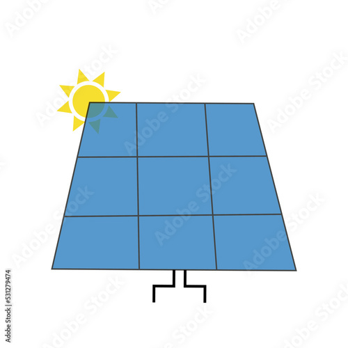 Solar panel with the sun, solar energy concept