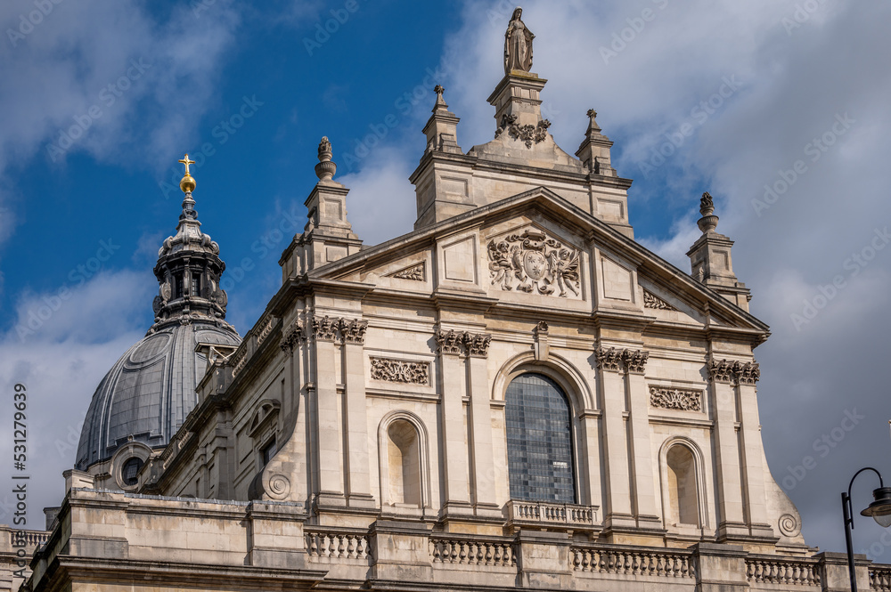 A view of the Brompton Oratory catholic church in Knightsbridge in London