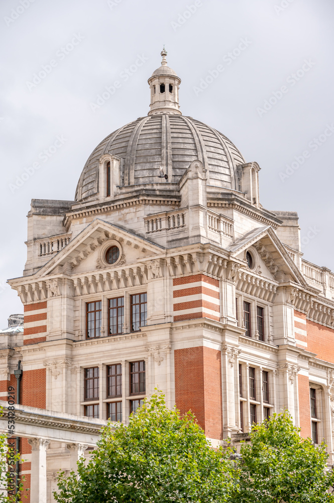 Exterior detail on the Victoria and Albert Museum in the Kensington area of London.