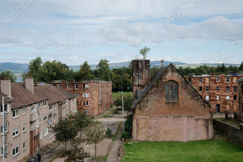 Council flats in poor housing estate with many social welfare issues in Port Glasgow photo