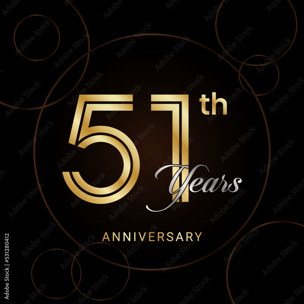 51th Anniversary Celebration with golden text, Golden anniversary vector template 51th Anniversary Celebration with golden text, Golden anniversary vector template
