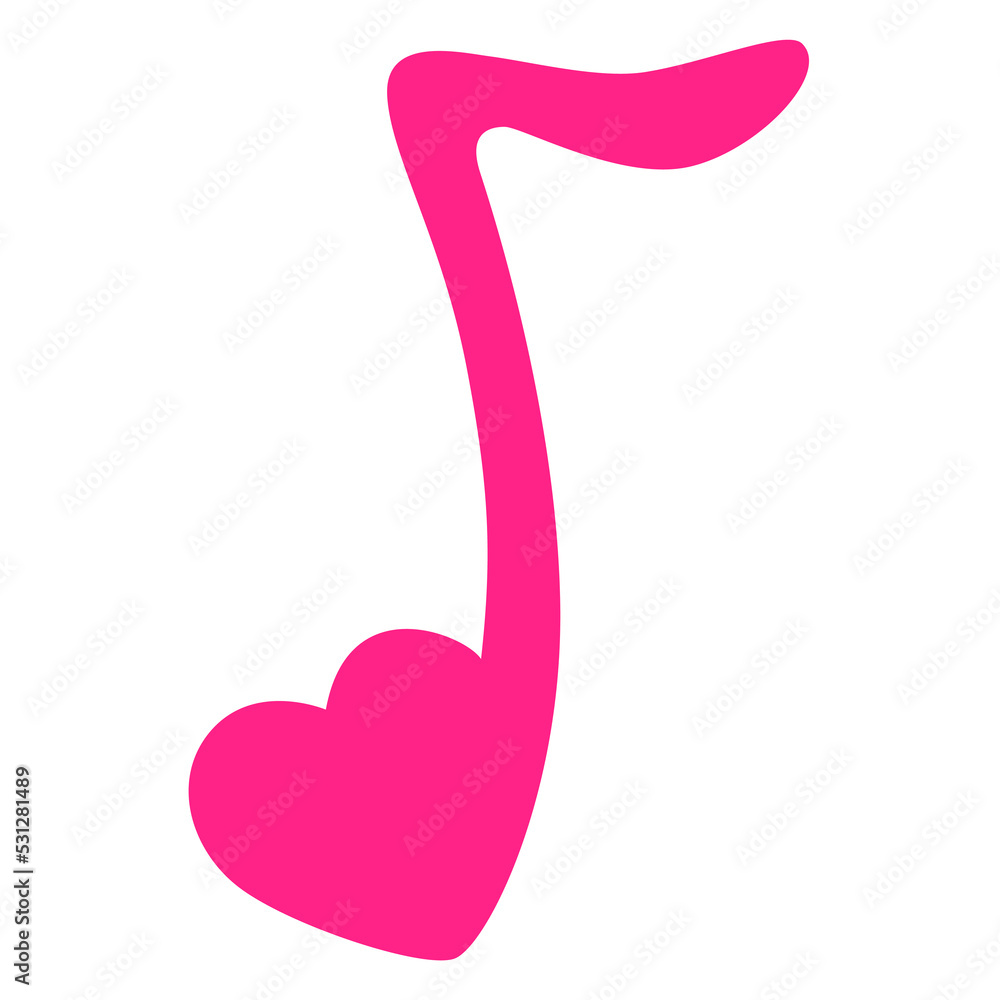 A heart-shaped melody symbolizing the love of music, happiness and creativity. A musical holiday mood. Icon of a note with a heart in pink. Vector illustration. Audio, sound or romantic music A heart-shaped melody symbolizing the love of music, happiness and creativity. A musical holiday mood. Icon of a note with a heart in pink. Vector illustration. Audio, sound or romantic music