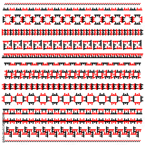 Traditional Ukrainian knitted embroidery art, ethnic border ornament vyshyvanka