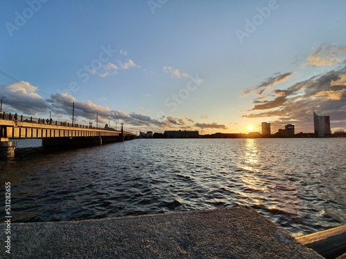 sunset over the river