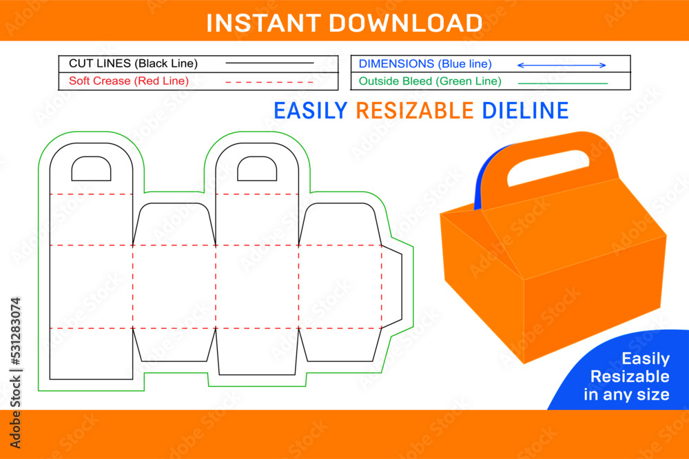 Vetor de Luxury packaging gift box, paper gift box dieline template and ...