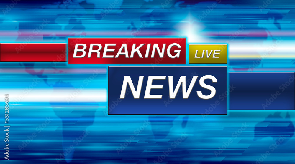 Obraz premium Breaking news template. Breaking news text on dark blue with world map background